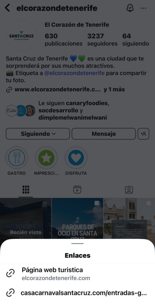 enlaces en la bio instagram